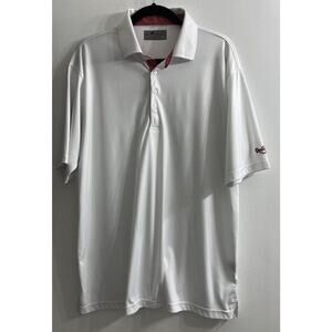 HL Sport Mens Golf Shirt Large White Performance‎ Luxury Quail Ridge Logo